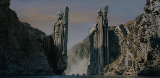 The gates of Argonath from Lord of the Rings